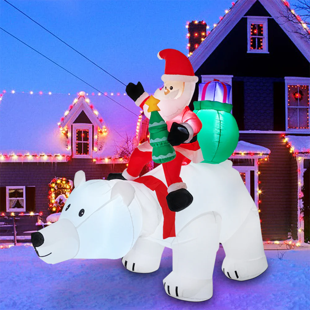 Lifeideas 2.1M Inflatable Santa Claus Riding a Polar Bear - Image 2