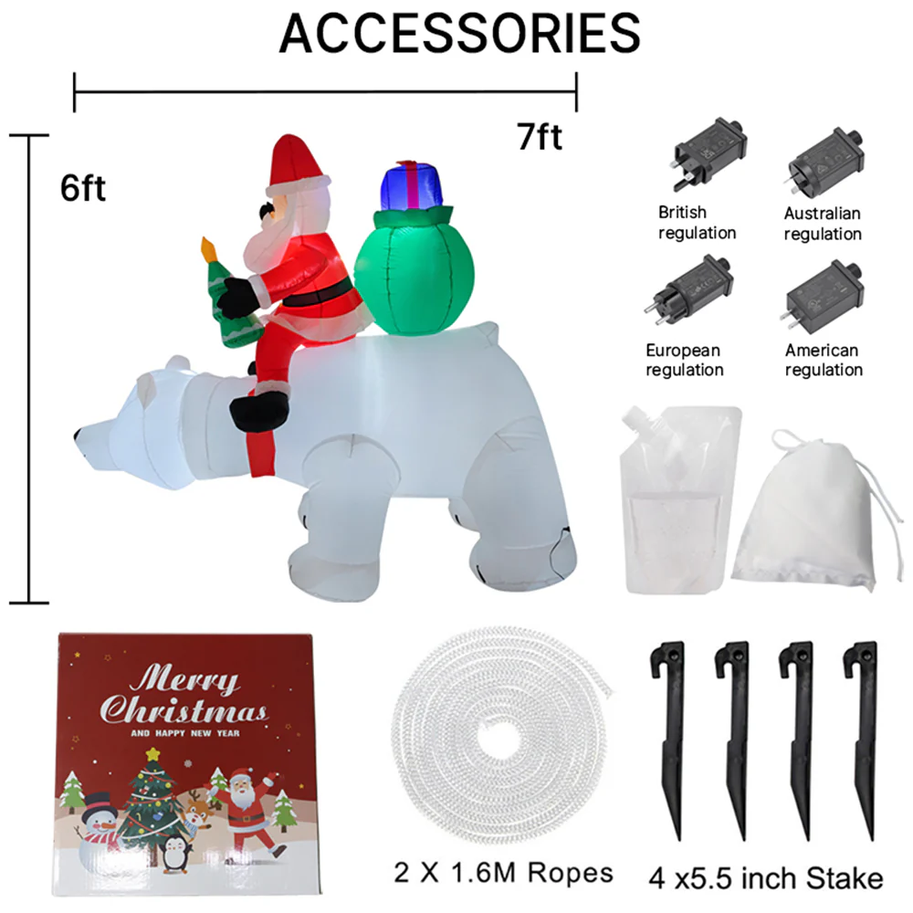 Lifeideas 2.1M Inflatable Santa Claus Riding a Polar Bear - Image 6