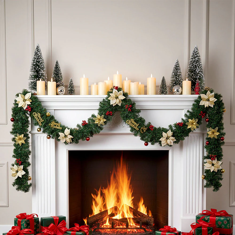 Lifeideas 2.7m Pre-lit Artificial Christmas Garland Decorations - Image 2