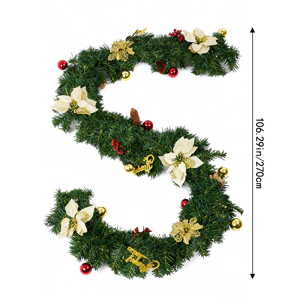 Lifeideas 2.7m Pre-lit Artificial Christmas Garland Decorations - Image 6