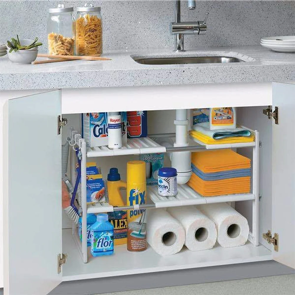 Lifeideas 2-Tier Adjustable Under Sink Storage Rack - Image 2