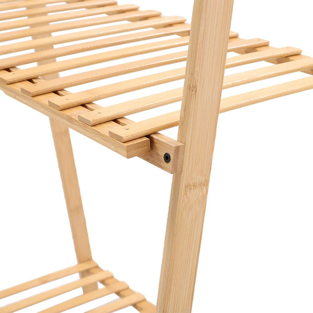 Lifeideas 2-Tier Bamboo Hanging Plant Stand Folding Planter Rack - Image 3