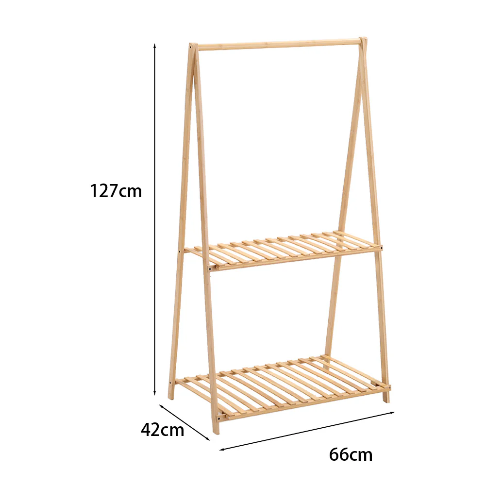 Lifeideas 2-Tier Bamboo Hanging Plant Stand Folding Planter Rack - Image 7