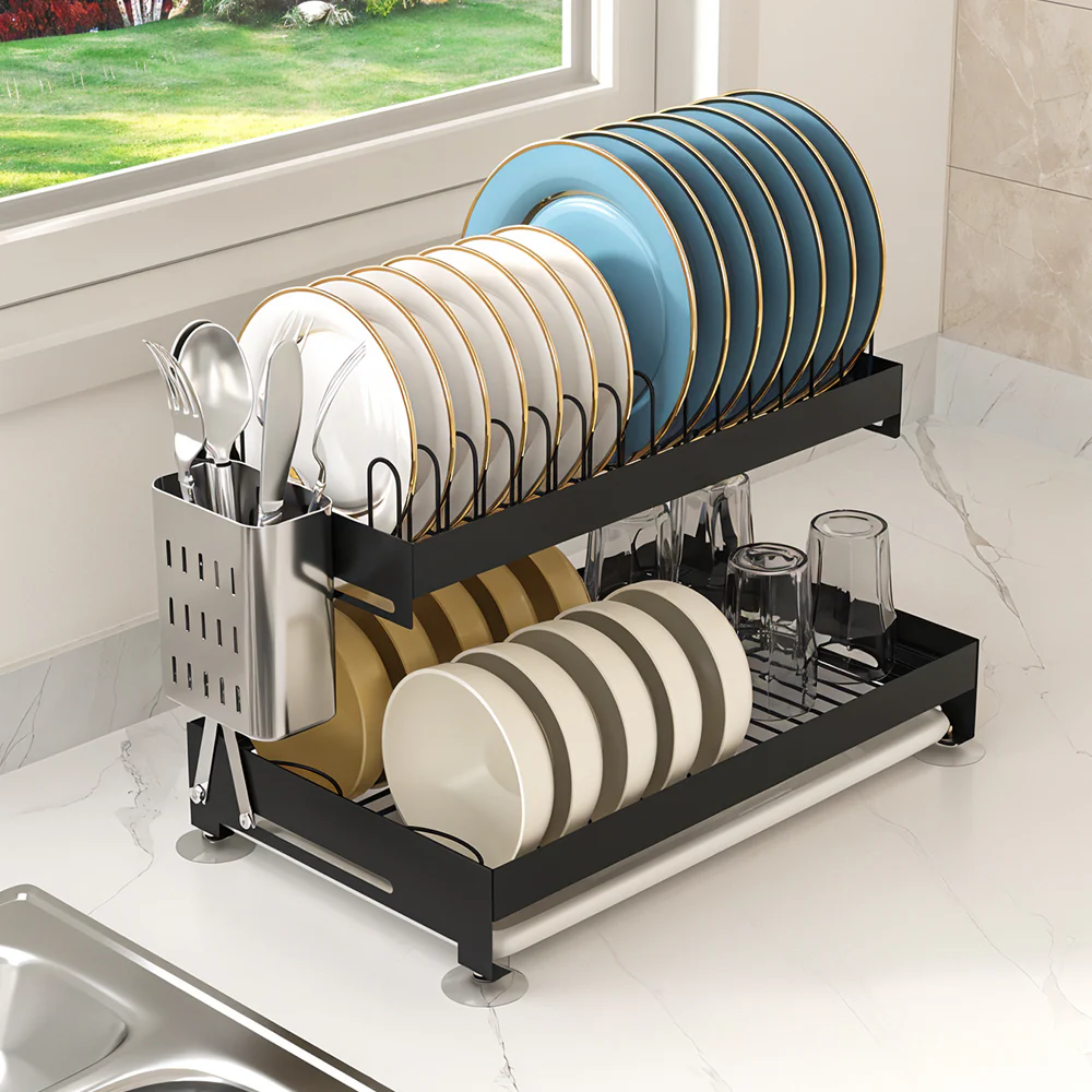 Lifeideas 2-Tier Carbon Steel Dish Drainer - Image 2