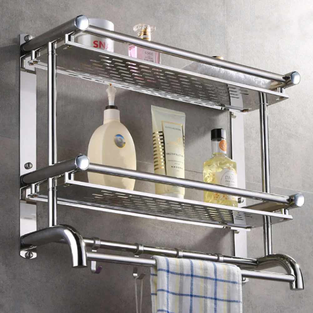 Lifeideas 2-Tier Chrome Bathroom Organiser Shelf - Image 2