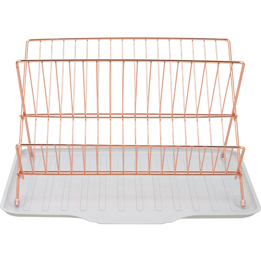 Lifeideas 2-Tier Foldable Countertop Dish Drying Rack with Drip Tray - Image 3