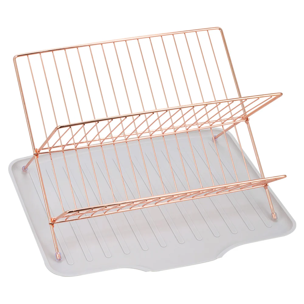 Lifeideas 2-Tier Foldable Countertop Dish Drying Rack with Drip Tray - Image 4