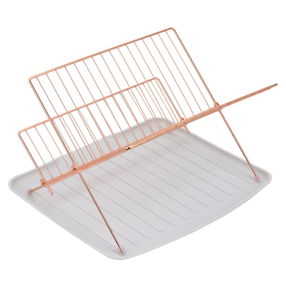 Lifeideas 2-Tier Foldable Countertop Dish Drying Rack with Drip Tray - Image 5