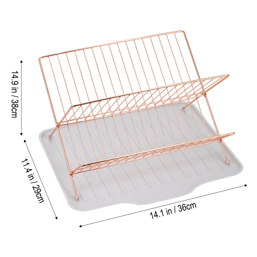 Lifeideas 2-Tier Foldable Countertop Dish Drying Rack with Drip Tray - Image 6