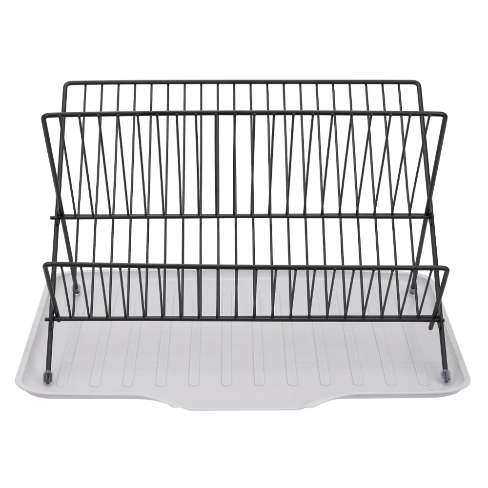 Lifeideas 2-Tier Foldable Countertop Dish Drying Rack with Drip Tray - Image 3