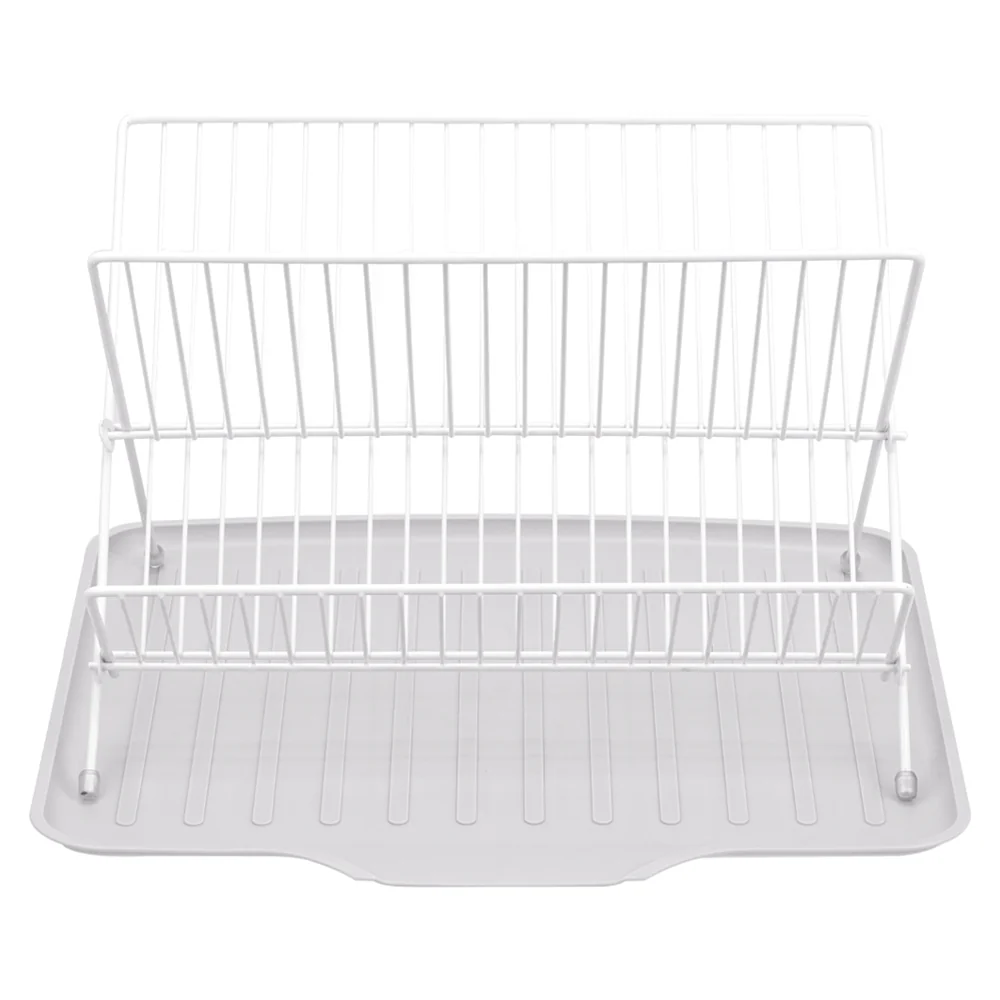 Lifeideas 2-Tier Foldable Countertop Dish Drying Rack with Drip Tray - Image 3