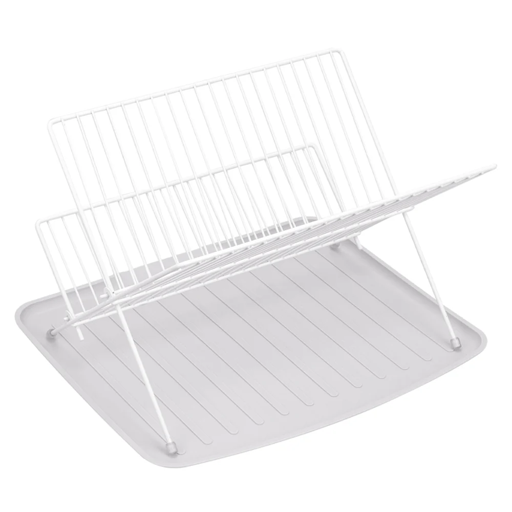 Lifeideas 2-Tier Foldable Countertop Dish Drying Rack with Drip Tray - Image 5