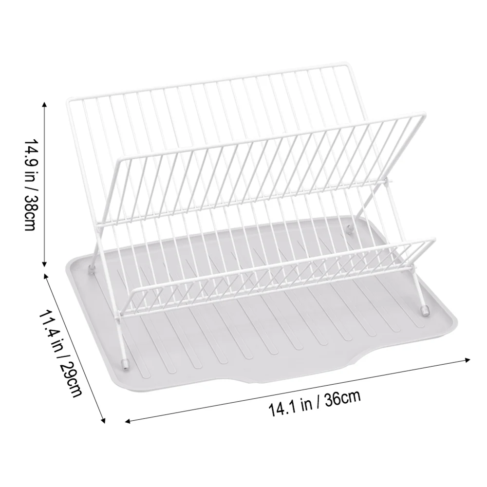 Lifeideas 2-Tier Foldable Countertop Dish Drying Rack with Drip Tray - Image 6