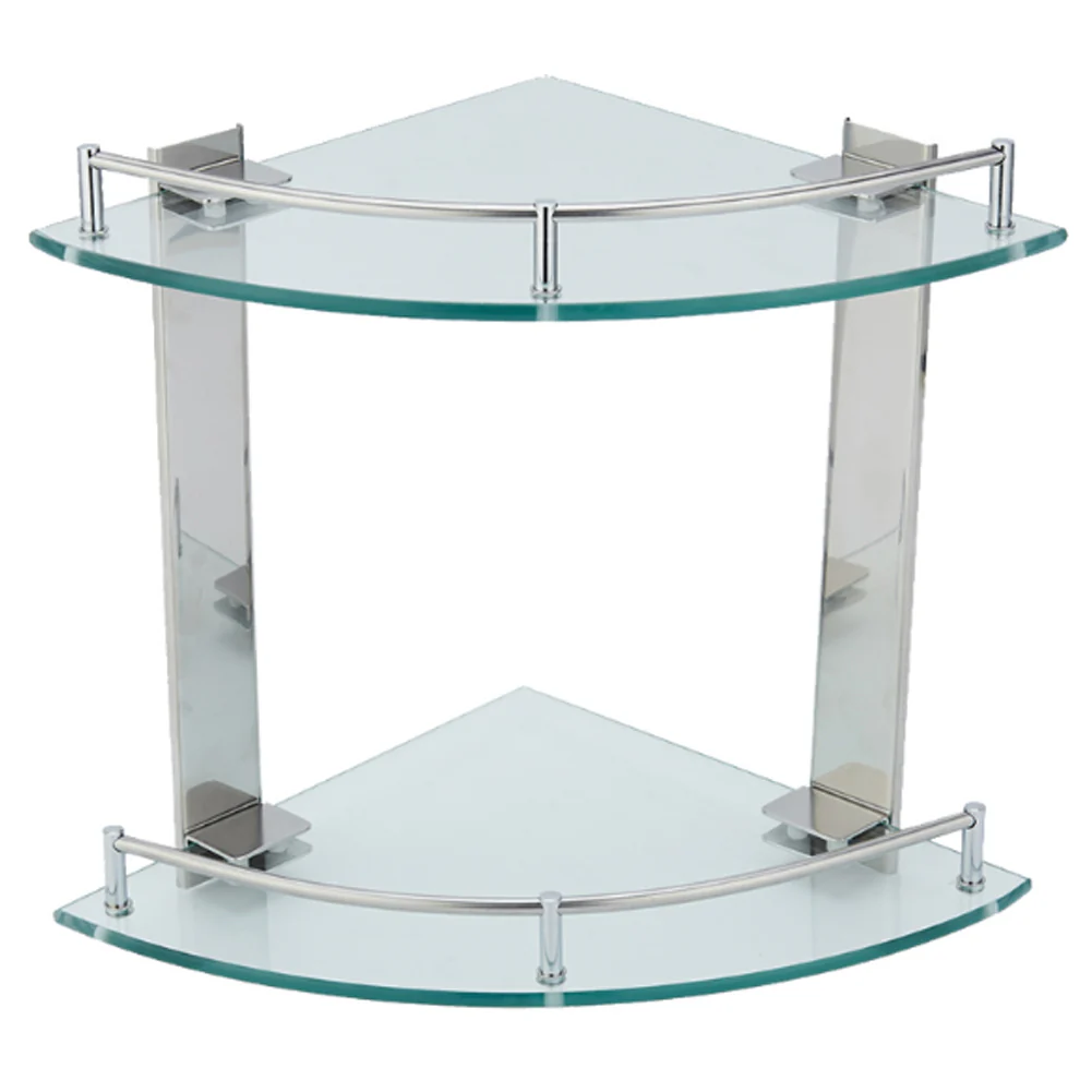 Lifeideas 2-Tier Tempered Glass Corner Shelf Bathroom Wall Mounted