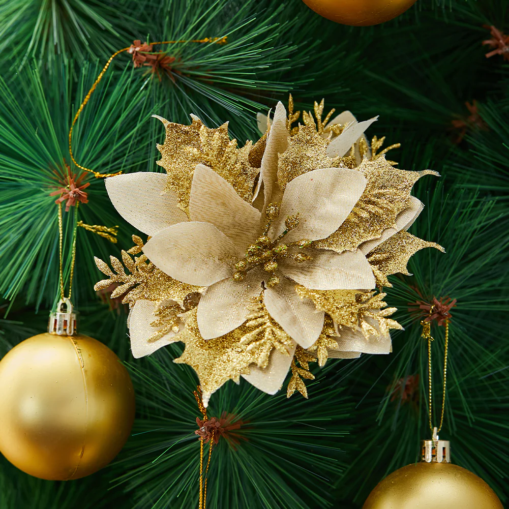 Lifeideas 24-Piece Artificial Poinsettia Christmas Tree Flowers Festive Xmas Ornaments