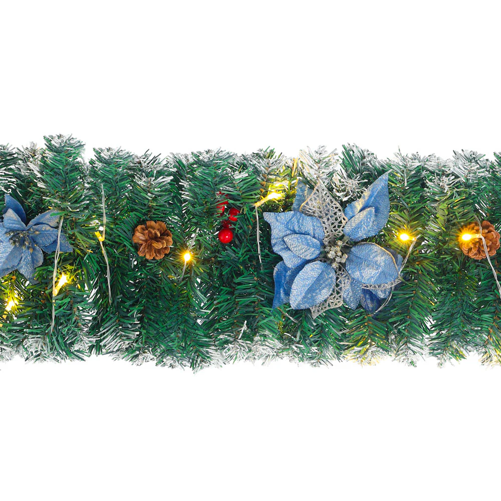 Lifeideas 270cm Artificial Spruce Garland With 50 Warm White LED Lights - Image 2