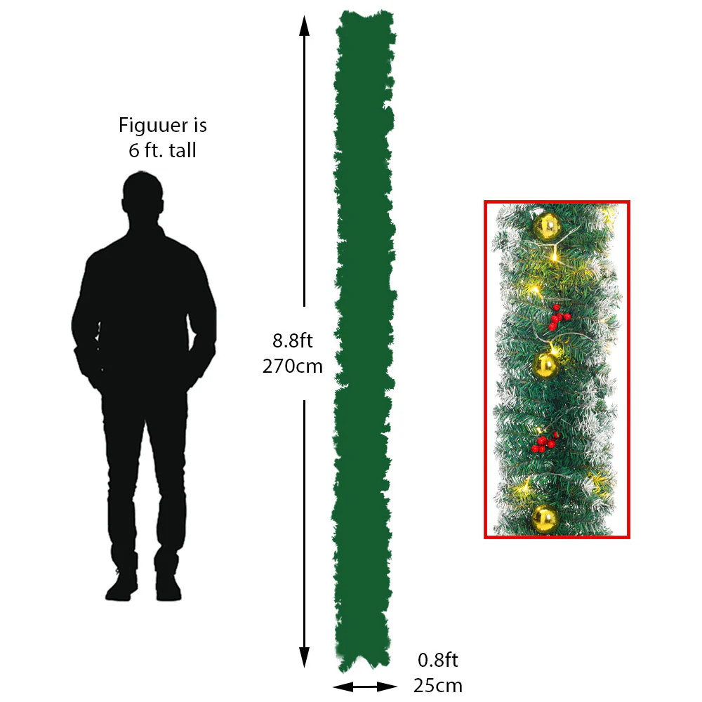 Lifeideas 270cm Pre-Lit Christmas Garland - Image 8