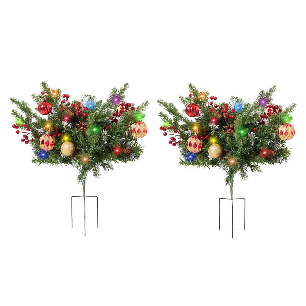 Lifeideas 2pcs Artificial Christmas Planter Bushes Decorations - Image 6