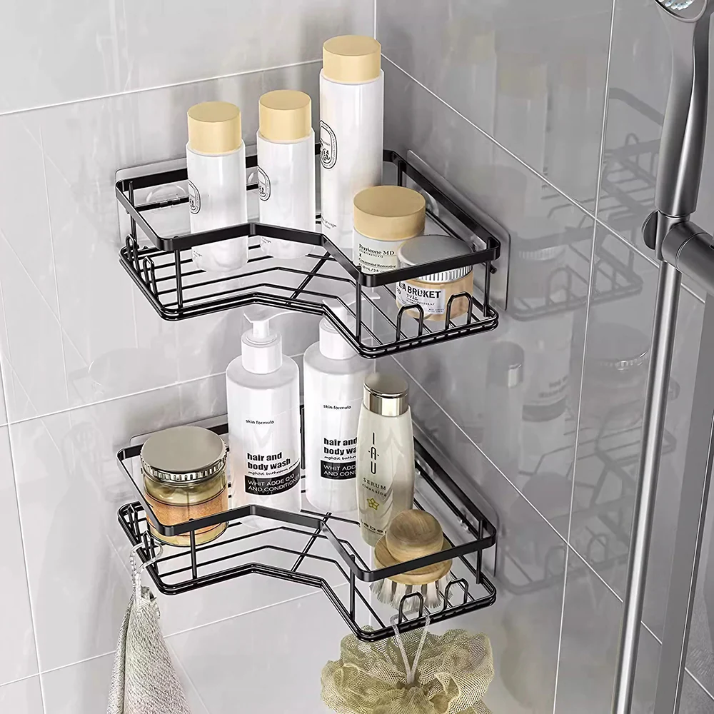Lifeideas 3-Tier Corner Shower Organiser with Hooks - Image 2