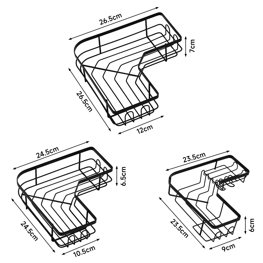 Lifeideas 3-Tier Corner Shower Organiser with Hooks - Image 3