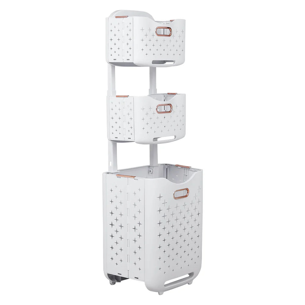 Lifeideas 3-Tier Foldable Laundry Baskets with Casters - Image 3