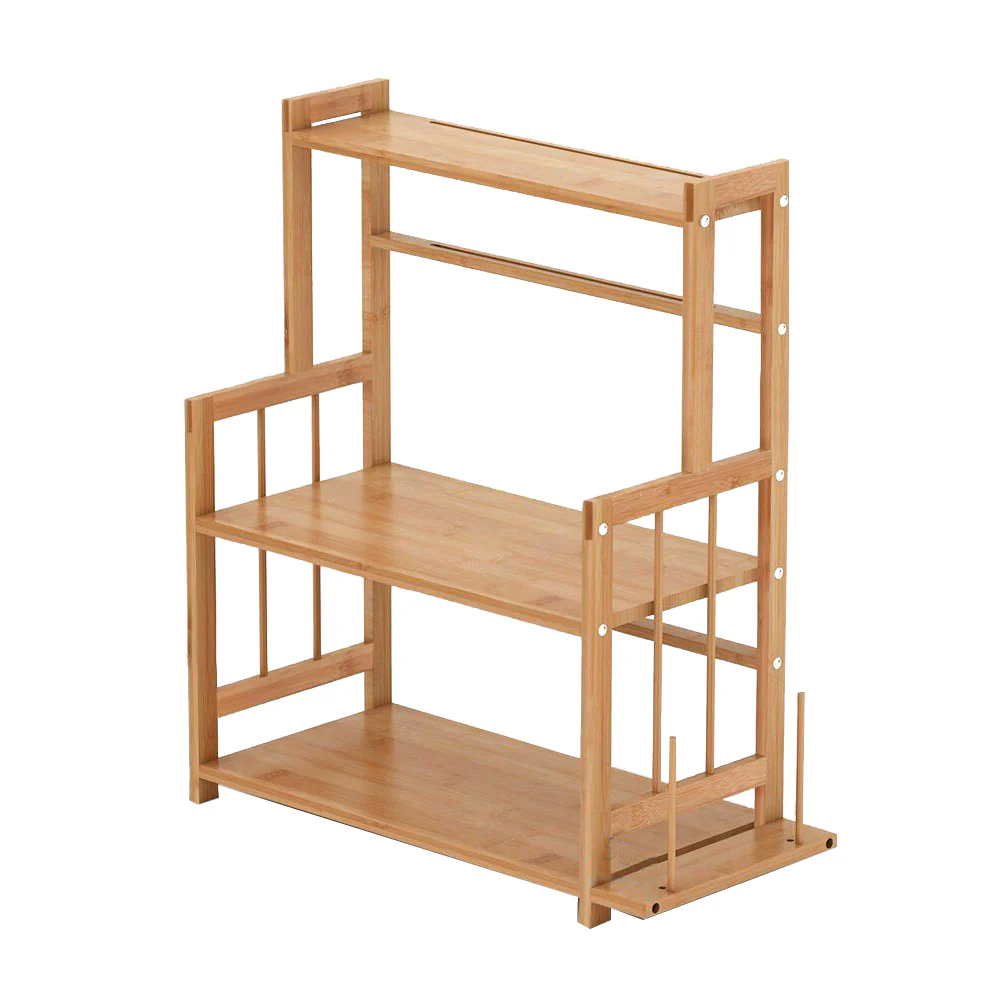 Lifeideas 3-Tier Freestanding Bamboo Spice Rack Storage Organizer with Knife Holder for Kitchen