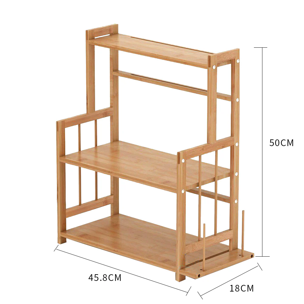 Lifeideas 3-Tier Freestanding Bamboo Spice Rack Storage Organizer with Knife Holder for Kitchen - Image 6