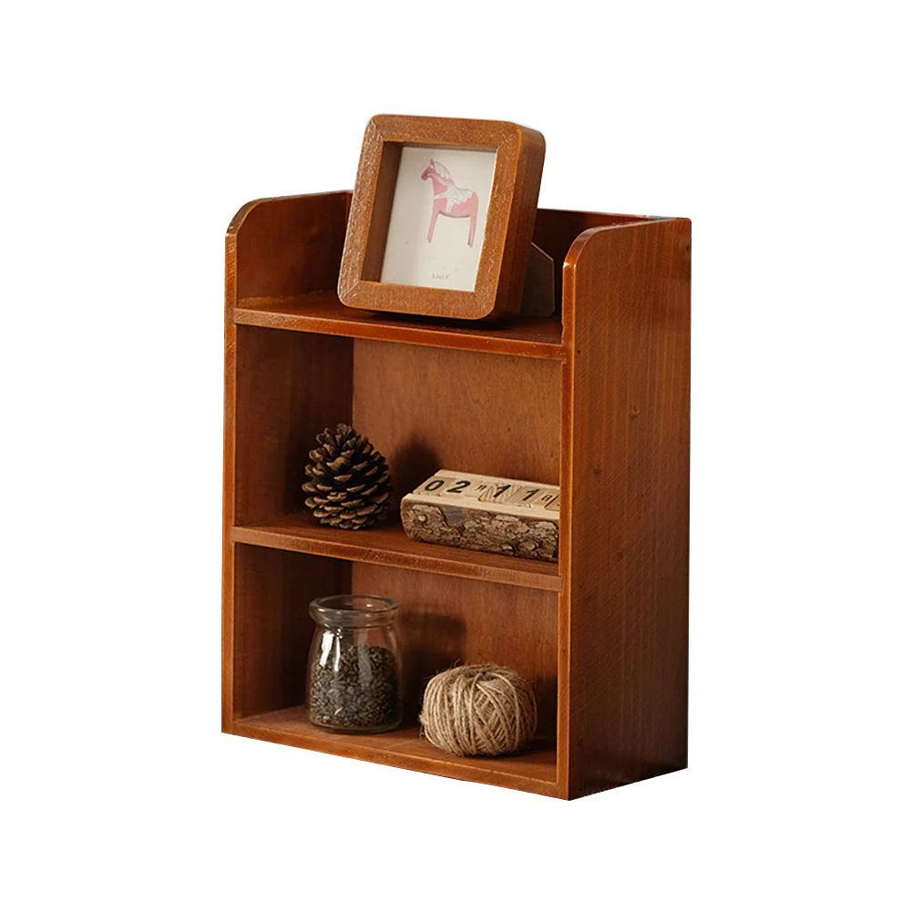 Lifeideas 3-Tier Retro Tabletop Wooden Storage Rack - Image 4