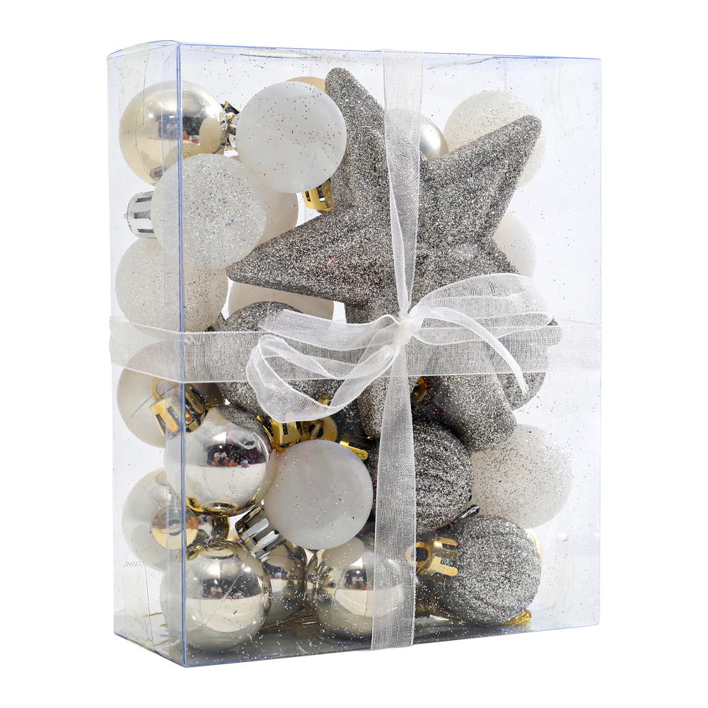 Lifeideas 30 Pieces Shatterproof Christmas Tree Ornament Set Xmas Bauble and Snowflake Tree Topper - Image 5