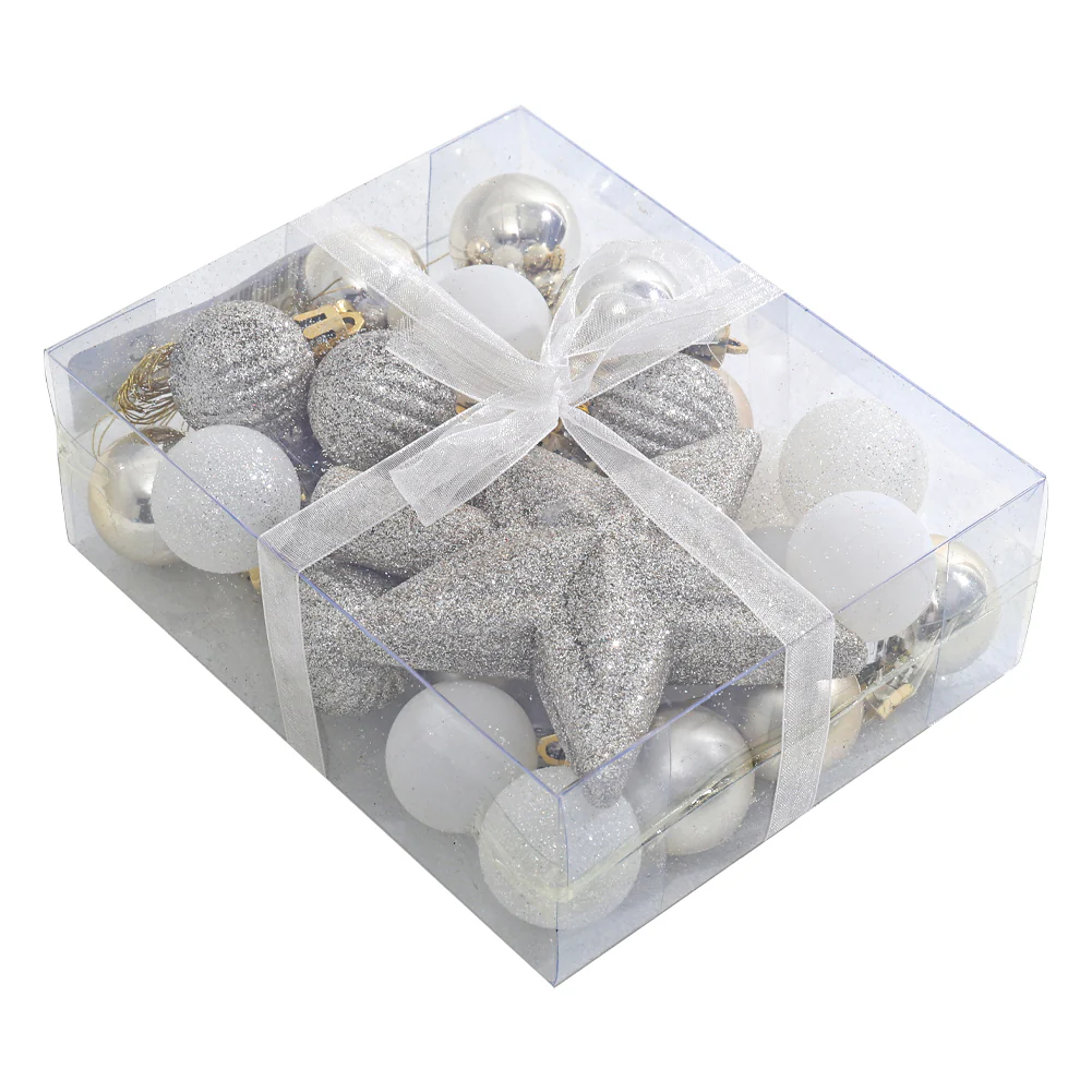 Lifeideas 30 Pieces Shatterproof Christmas Tree Ornament Set Xmas Bauble and Snowflake Tree Topper - Image 6