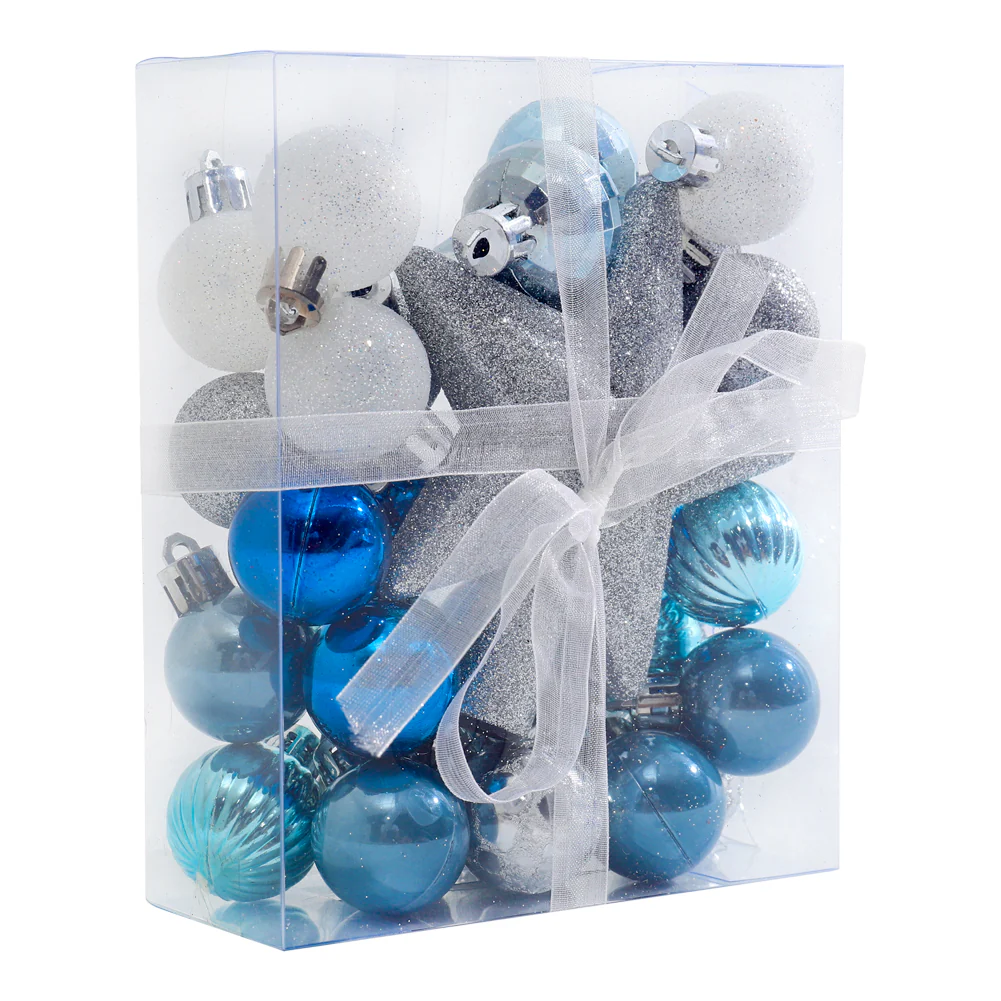 Lifeideas 30 Pieces Shatterproof Christmas Tree Ornament Set Xmas Bauble and Snowflake Tree Topper - Image 4