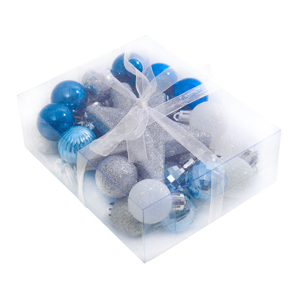 Lifeideas 30 Pieces Shatterproof Christmas Tree Ornament Set Xmas Bauble and Snowflake Tree Topper - Image 5