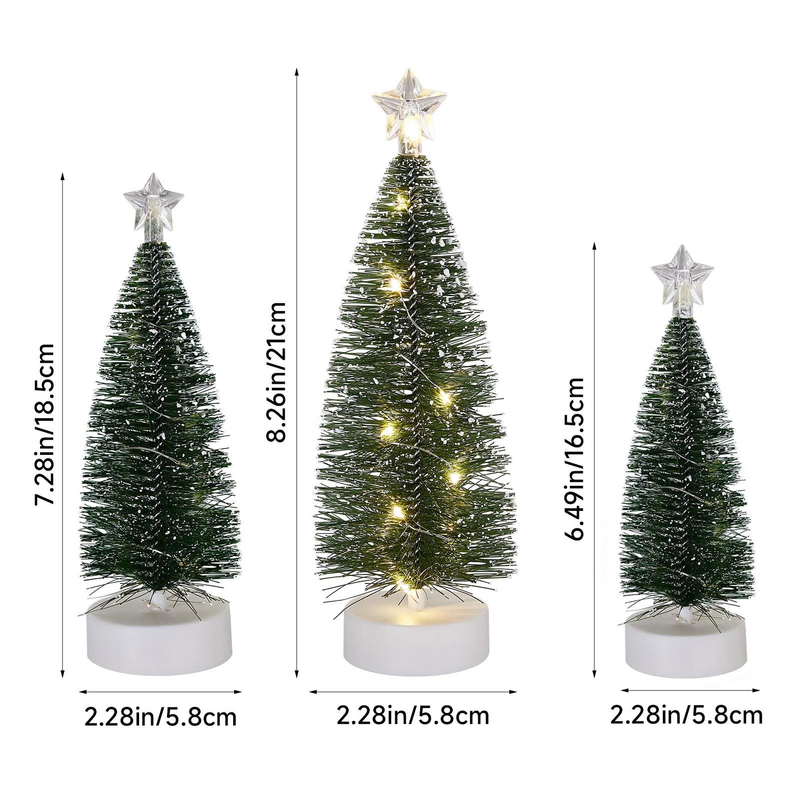 Lifeideas 3PCS Mini Christmas Tree Set with LED Lights - Image 5