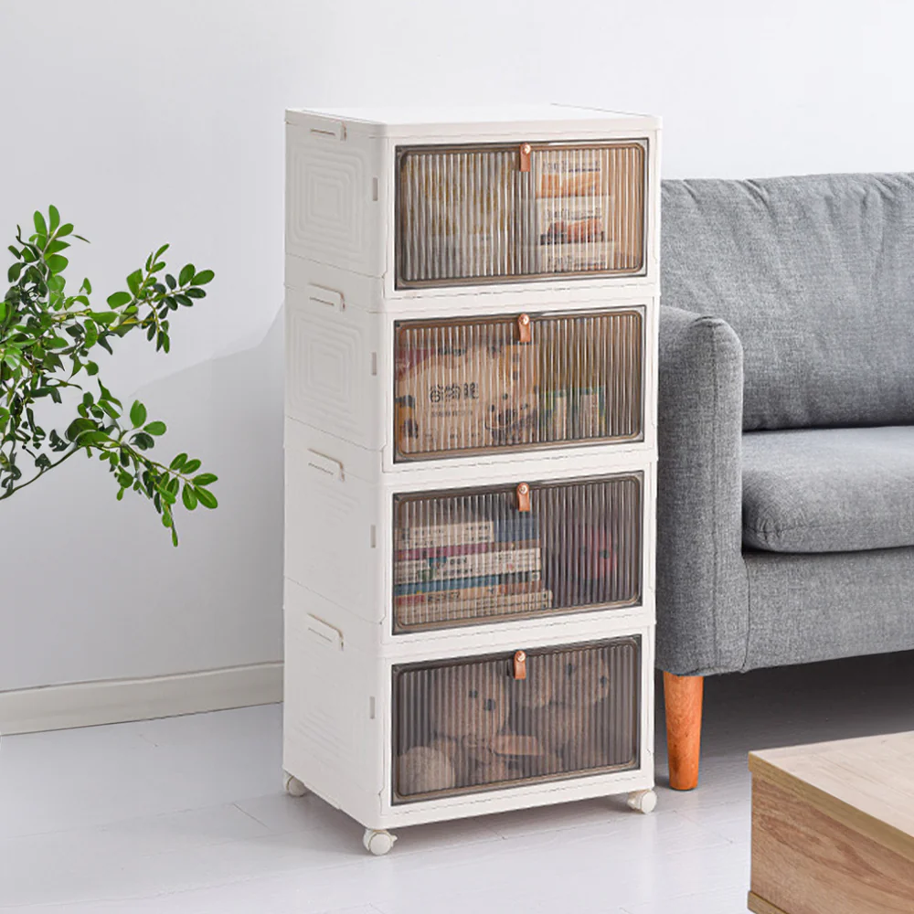 Lifeideas 4-layer Thicken Foldable Shoe Storage Box with Wheels