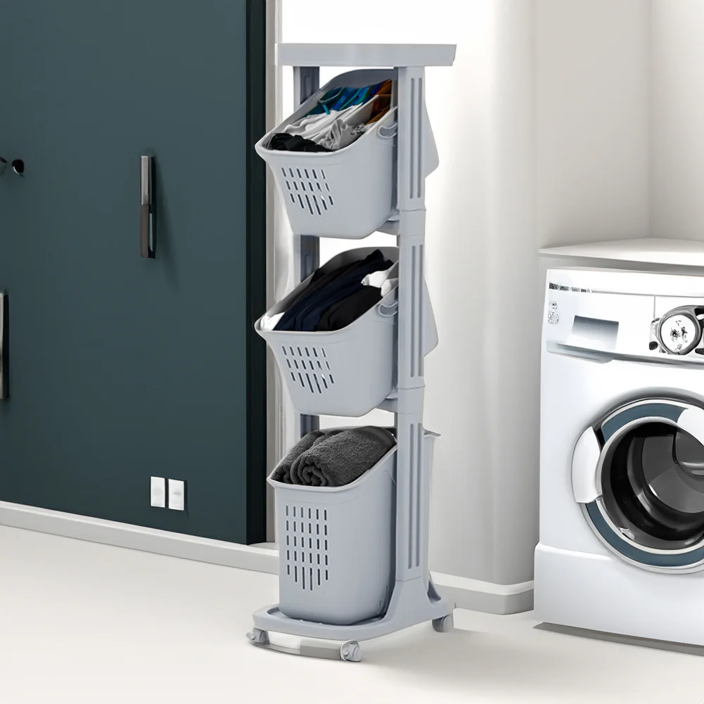 Lifeideas 4-Tier Laundry Storage with Wheels - Image 3