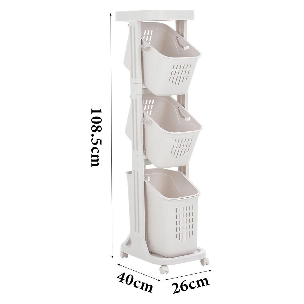 Lifeideas 4-Tier Storage Rack Laundry Basket with Wheels - Image 8