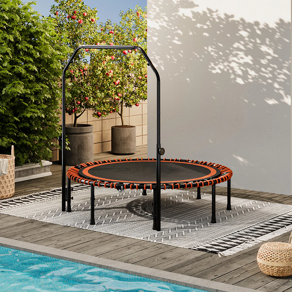 Lifeideas 48in Bungee Cords Foldable Round Trampoline with Adjustable U-Handle Bar