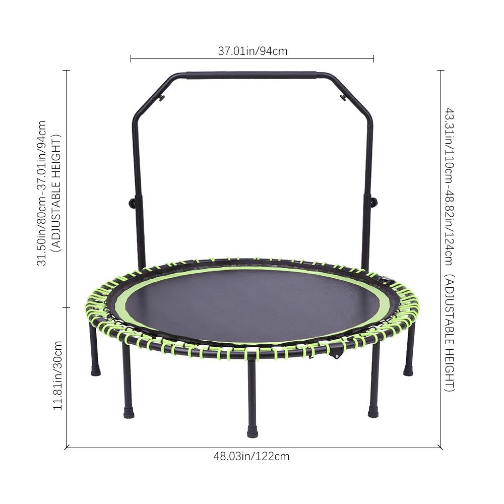 Lifeideas 48in Bungee Cords Foldable Round Trampoline with Adjustable U-Handle Bar - Image 17