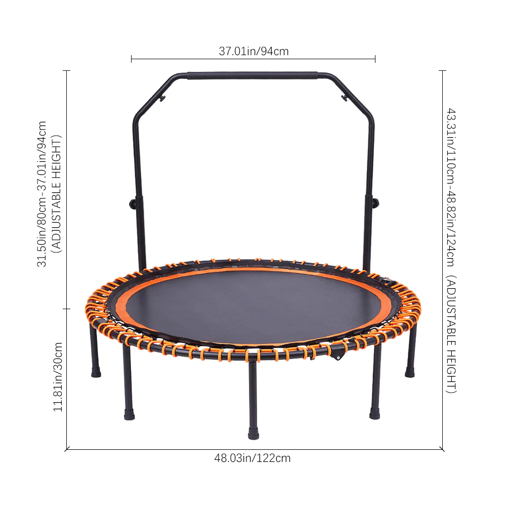 Lifeideas 48in Bungee Cords Foldable Round Trampoline with Adjustable U-Handle Bar - Image 8