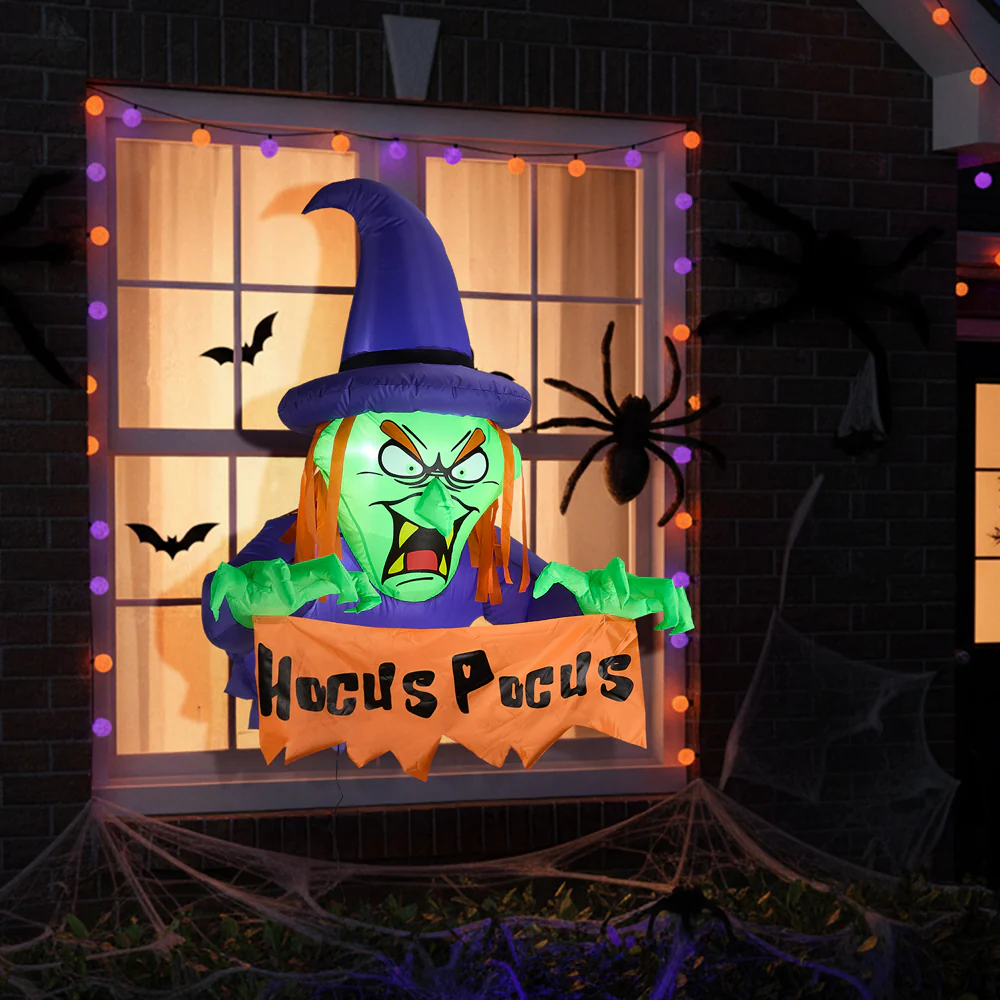 Lifeideas 4ft Halloween Inflatable Witch Decoration with Built-in LED Lights - Image 2