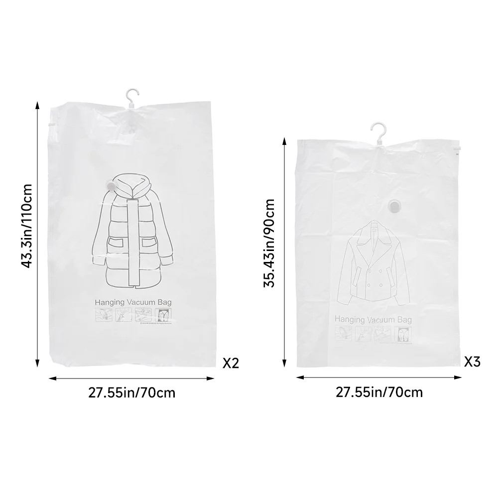 Lifeideas 5 Pack Hanging Vacuum Compression Storage Bags - Image 2
