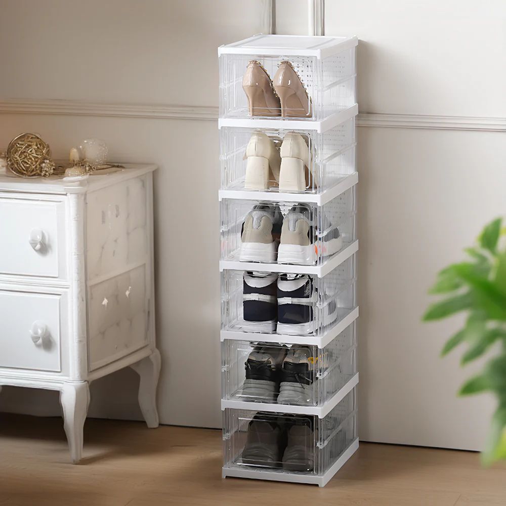 Lifeideas 6-Tier Transparent Foldable Shoe Storage Box - Image 2