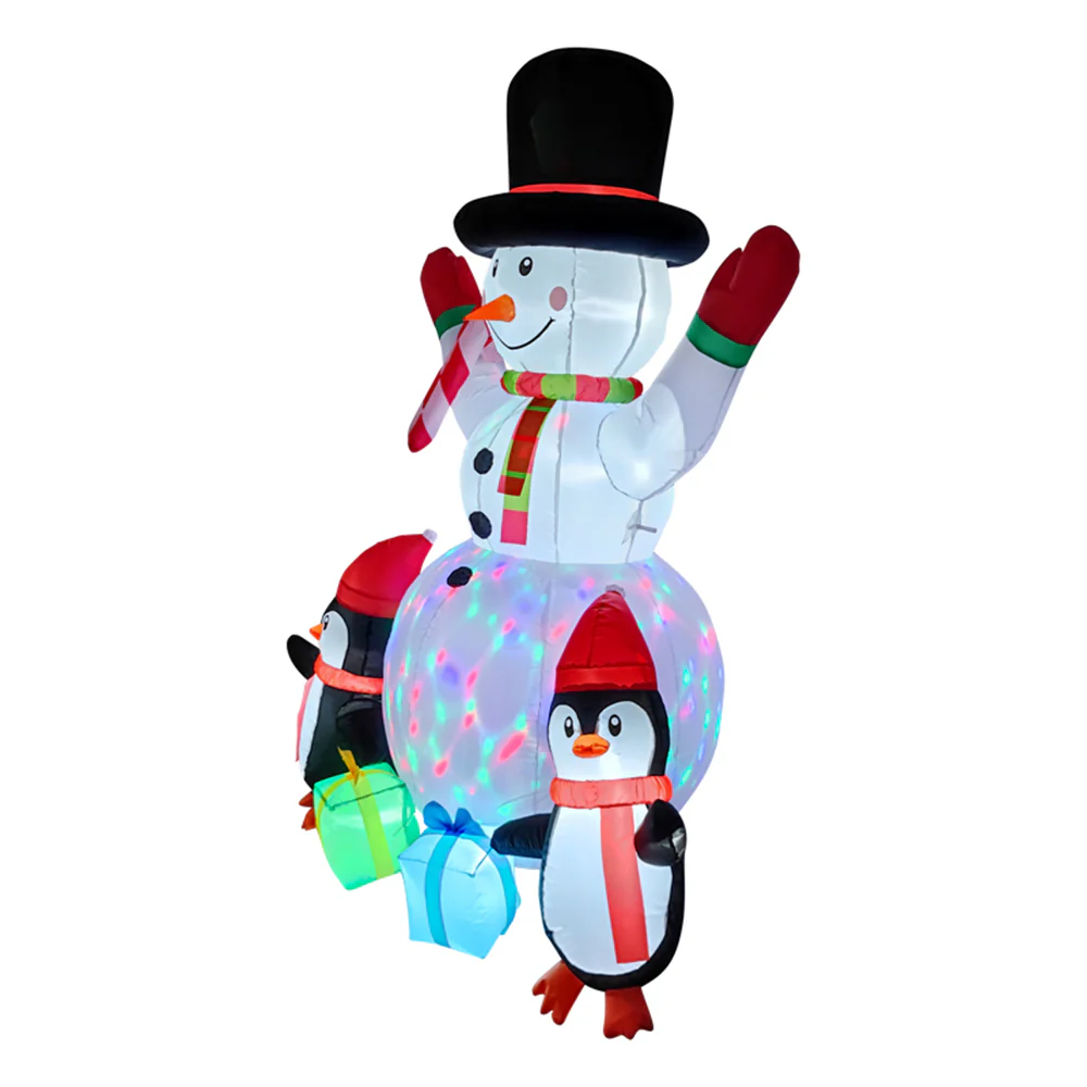 Lifeideas 6ft Christmas Inflatable Snowman and Penguins Decoration with LED Lights - Image 2