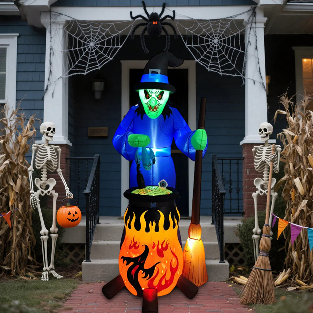 Lifeideas 7ft Halloween Inflatable Witch with Built In LED Lights - Image 2