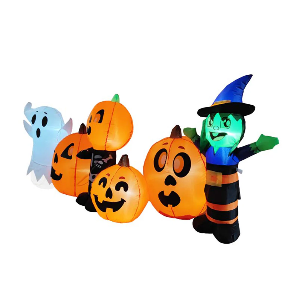 Lifeideas 8ft Halloween Inflatable Pumpkin Outdoor Decoration with Witch & Ghost - Image 3