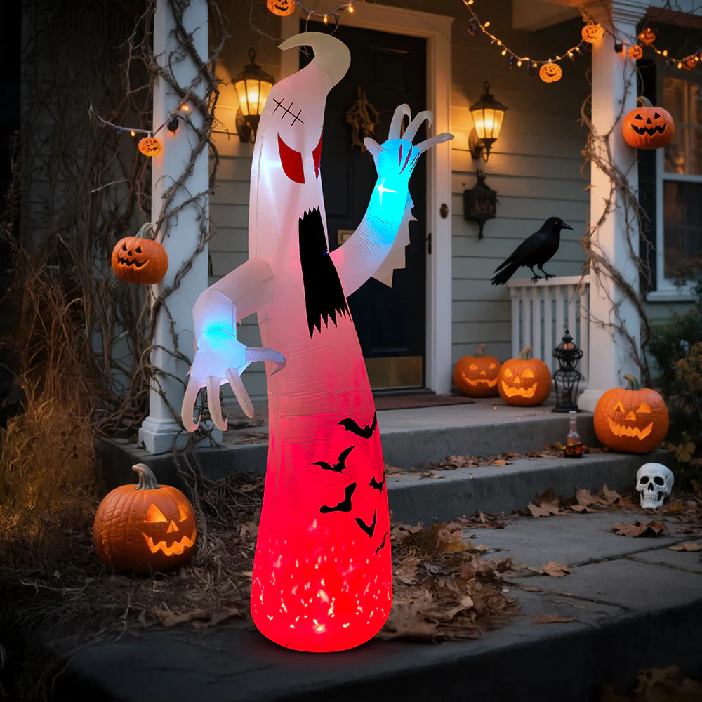 Lifeideas 8ft Halloween Inflatable Spooky Ghost Decoration With Built-in LED Lights