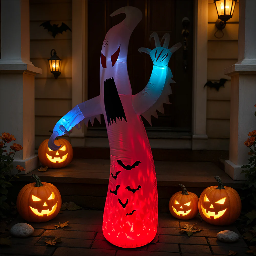 Lifeideas 8ft Halloween Inflatable Spooky Ghost Decoration With Built-in LED Lights - Image 2