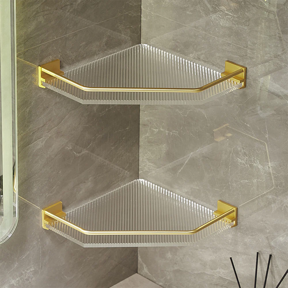 Lifeideas Acrylic Bathroom Corner Shelf Adhesive Shower Organiser