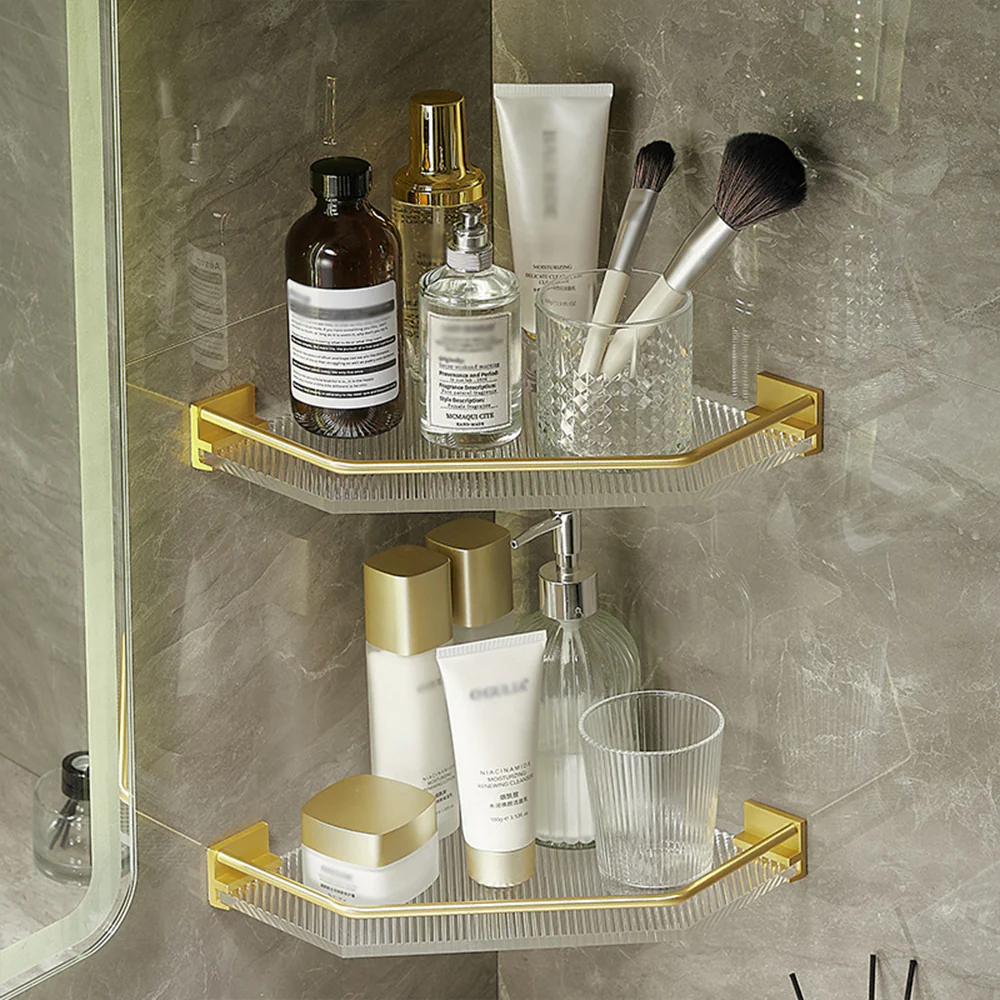 Lifeideas Acrylic Bathroom Corner Shelf Adhesive Shower Organiser - Image 2