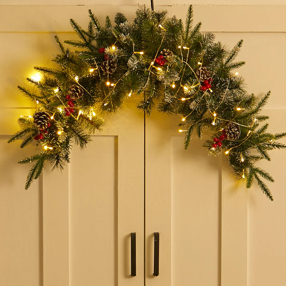 Lifeideas Artificial Christmas Mantel Swag With LED Warm White Lights
